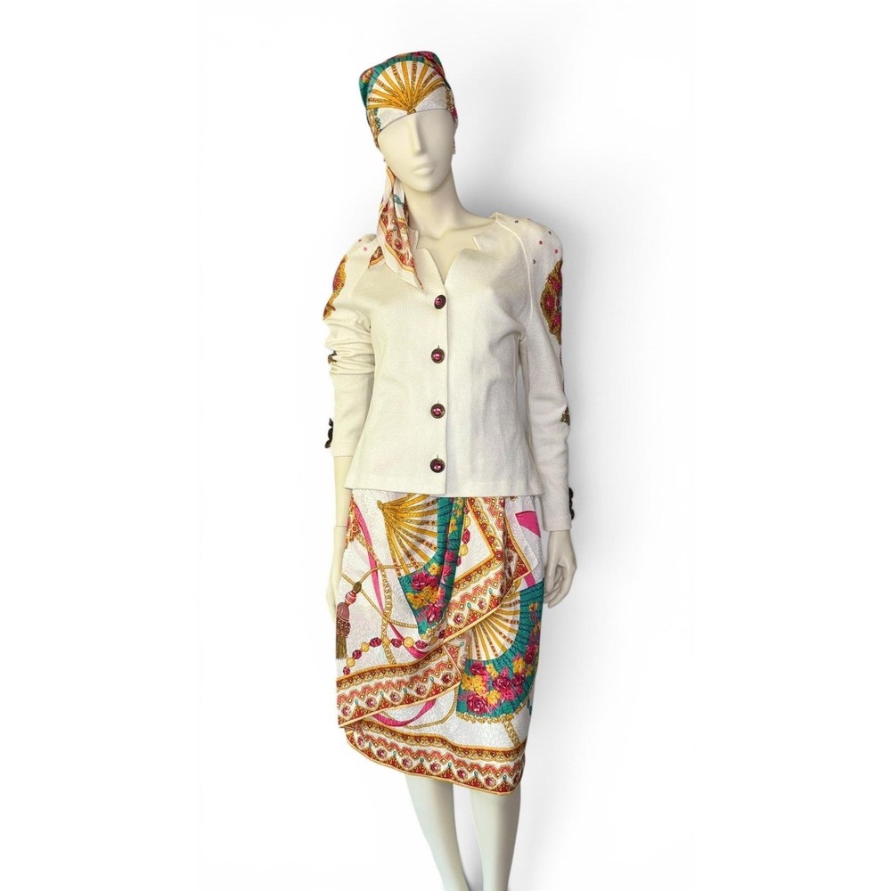 1980's Anthony Sicari Dynasty Era Power Dressing Baroque Jewel‎ Button 3-Piece S